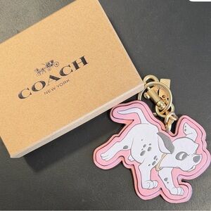 Coach & Disney Pink and White Dalmatian Leather Charm with Gold Hardware